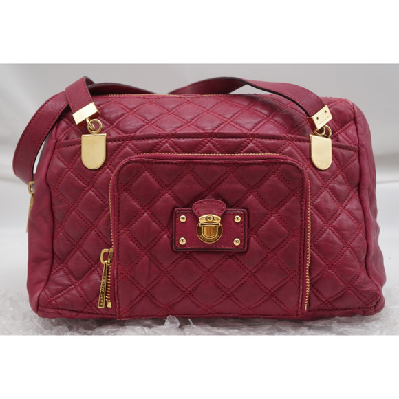 AUTH MARC JACOBS QUILTED SPRING STREET TOTE RED LEATHER RETAIL $1275 - Picture 2 of 11